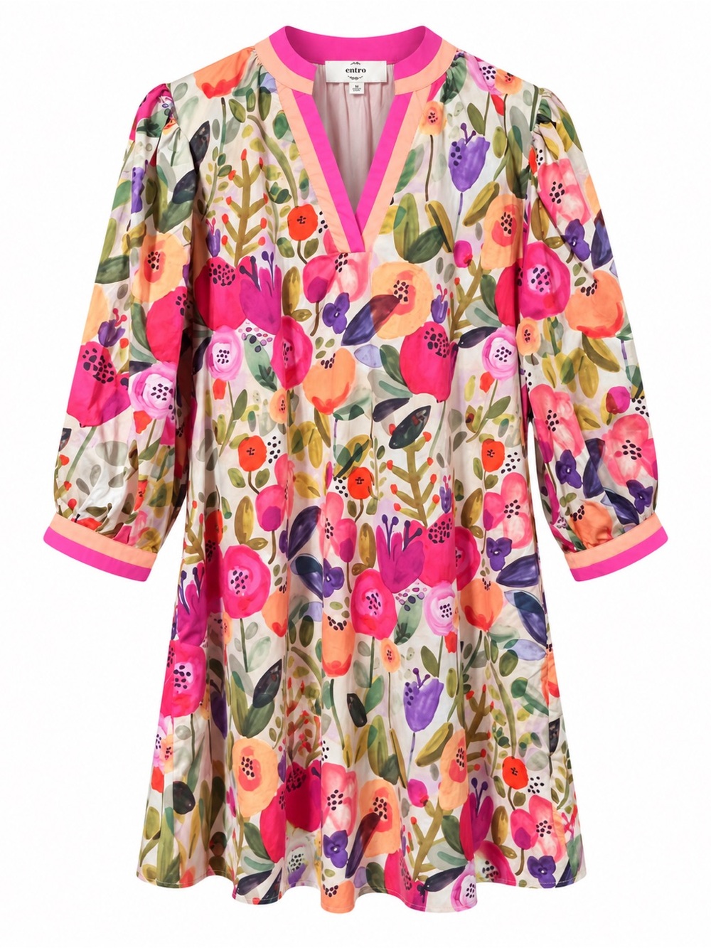 Entro Berry Vibrant Floral Print Mini Dress Pink Multi Size Medium